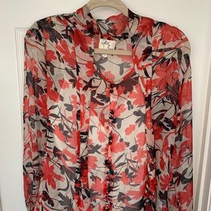 Milly red print pussybow blouse. Size 8
